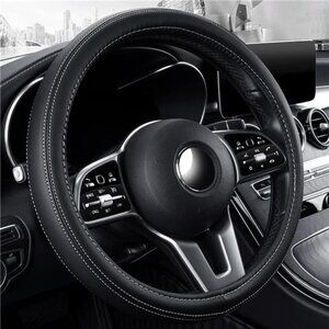 Microfiber Leather 15" Universal Fit Car Steering Wheel Cover,Elastic Breathable